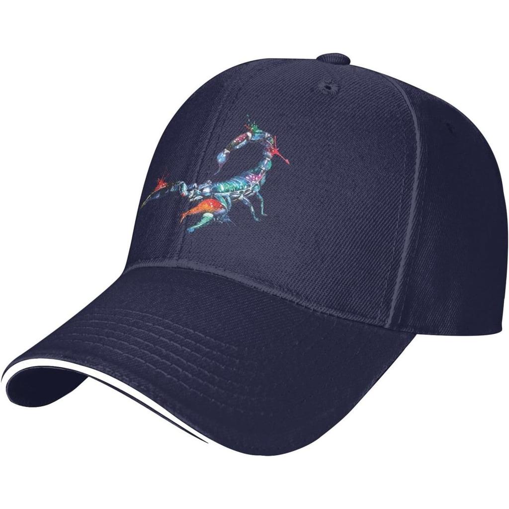 Vibrant Watercolor Scorpion Baseball Cap Polyester Sun Hat Casual Adjustable Trucker Cap for Adults