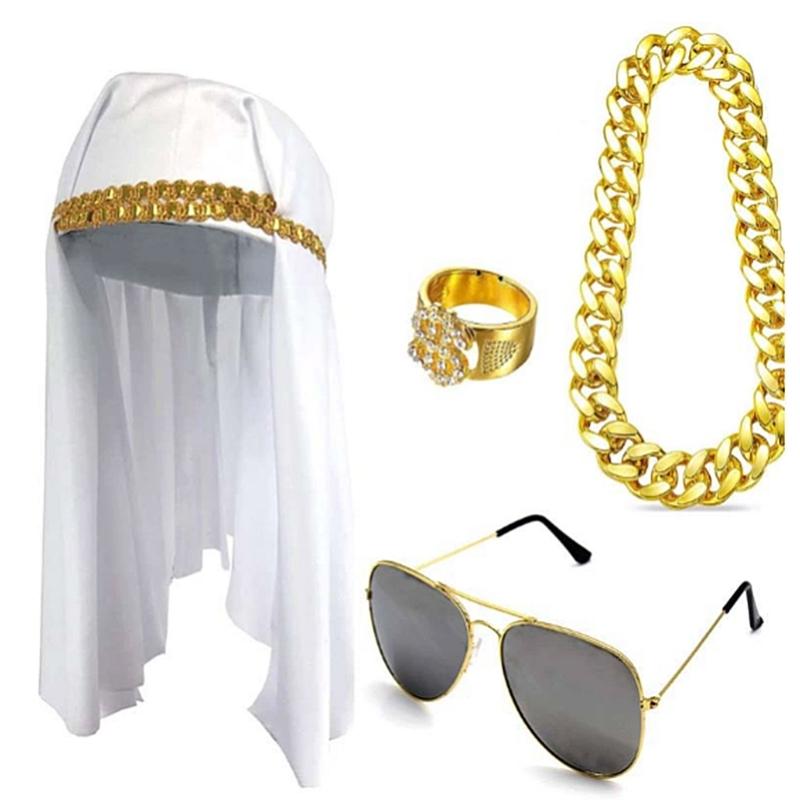 1 Набор Арабский Костюм Набор Аксессуаров для Арабского Костюма Солнцезащитные Очки Шарф Ожерелья для Карнавального Костюма