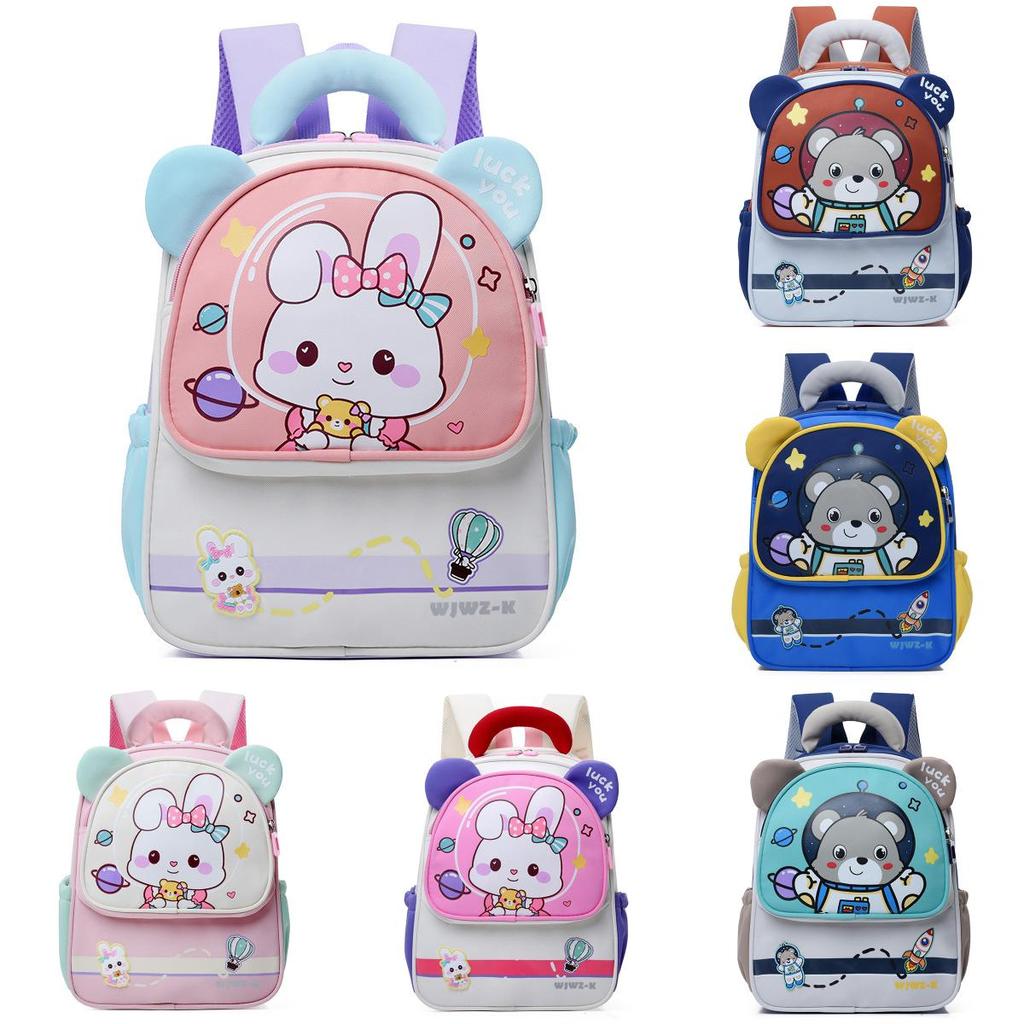 Cartoon Kids Backpack For Preschoolers With Nylon Material And Cushion Straps For School Use