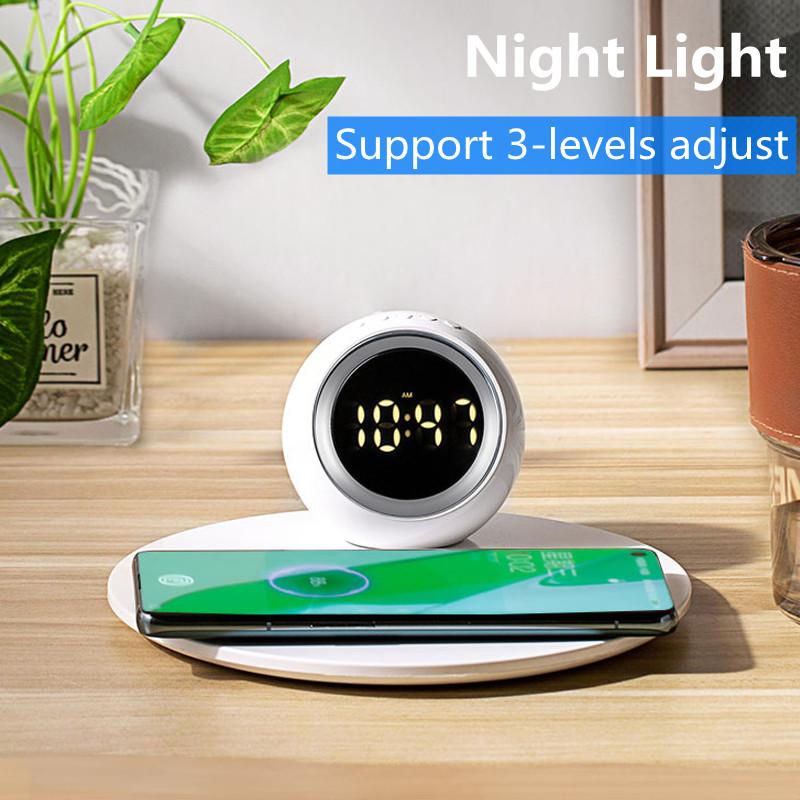 Wireless Charger Time Alarm Clock LED Lamp Phone Chargers Fast Charging Dock Station for iPhone 14 13 12 Samsung S21 S20 Xiaomi