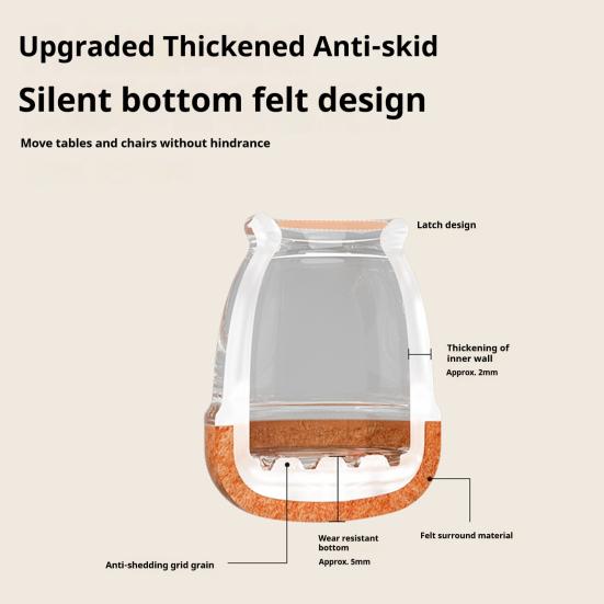 8Pcs Chair Leg Protectors Thickened Bottom Wrapped Non-Slip Design Universal Easy To Install Stool Chair Leg Caps Protection Covers