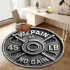 No Pain No Gain Weightlifting Print Gym Mat Non Slip Exercise Floor Rug Home Gym Living Room Office Decor 1PC