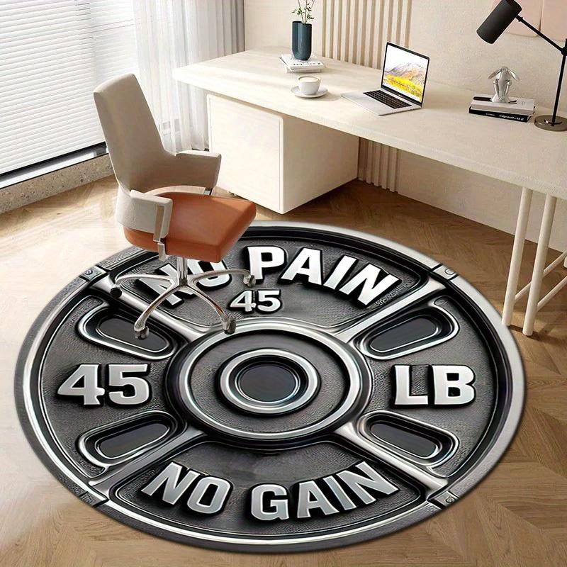 No Pain No Gain Weightlifting Print Gym Mat Non Slip Exercise Floor Rug Home Gym Living Room Office Decor 1PC