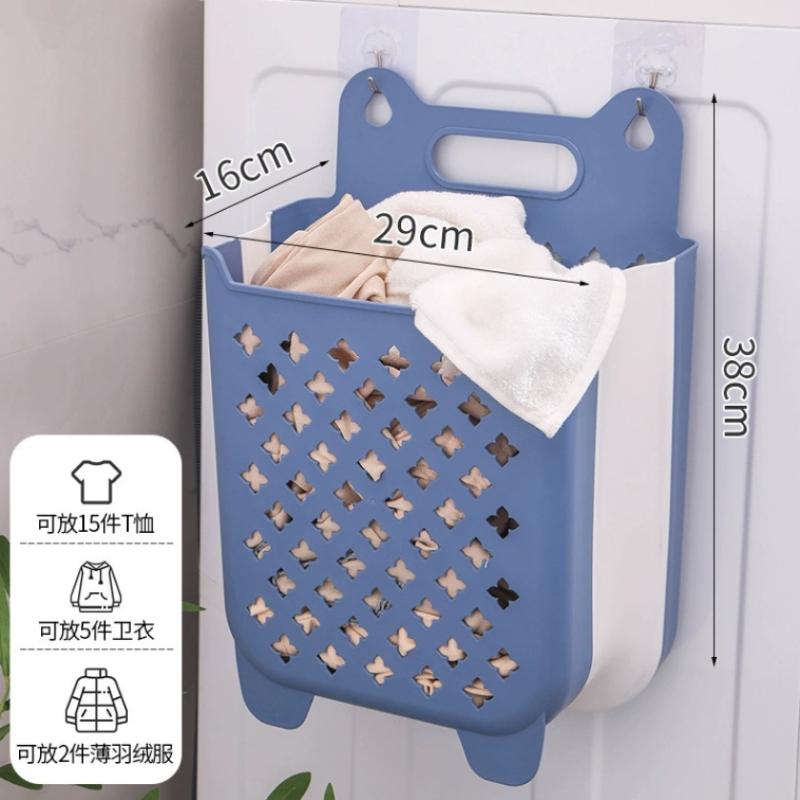 Wall-Mounted Dirty Clothes Basket Large-Capacity Folding Storage Basket Strong Load-Bearing Hollow Design For Ventilation