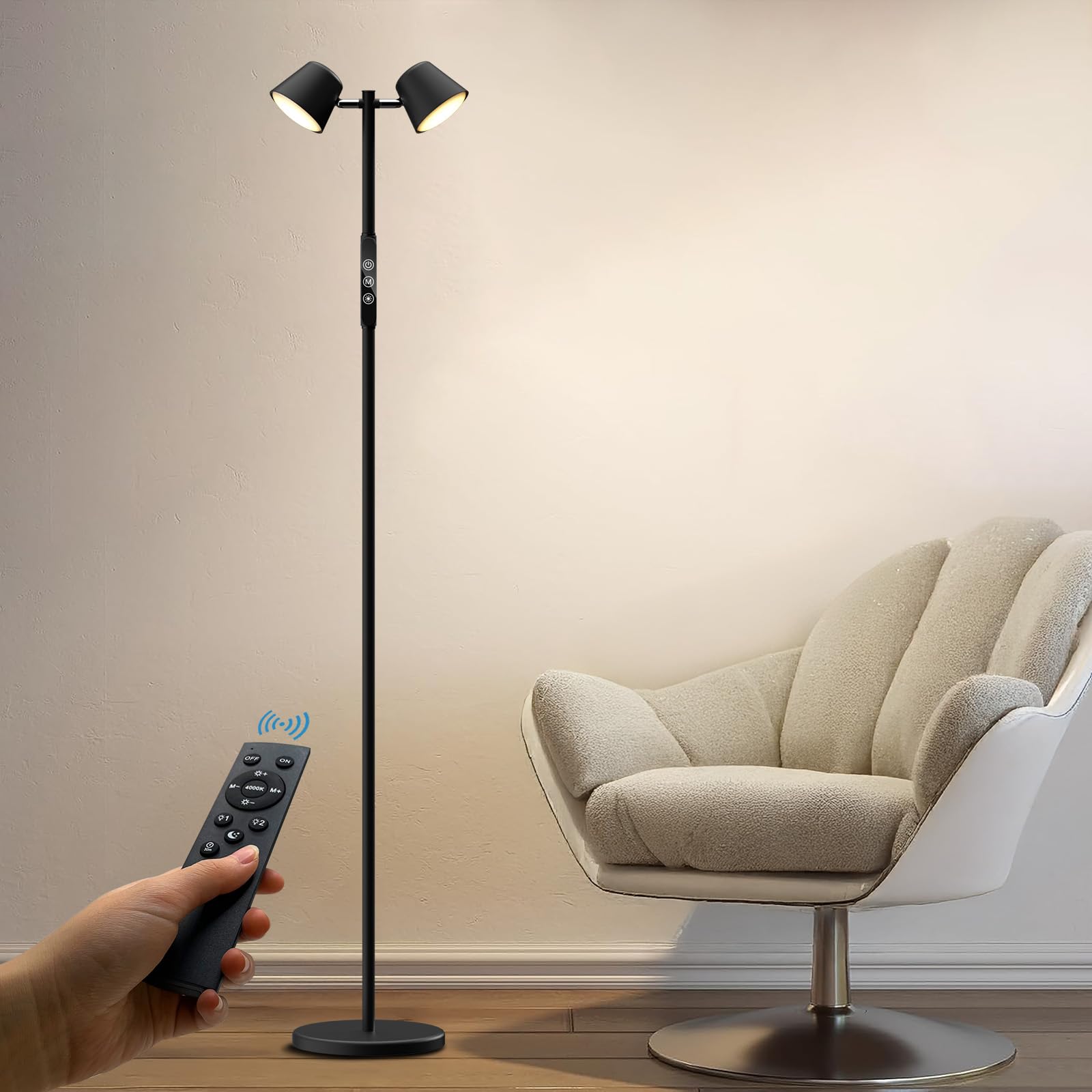 

CHTOUSK Floor Lamp, Indirect Lighting, Stylish Stand Light Remote Control, Timer & Dimming Function, Energy-Saving LED Modern Interior Lighting for