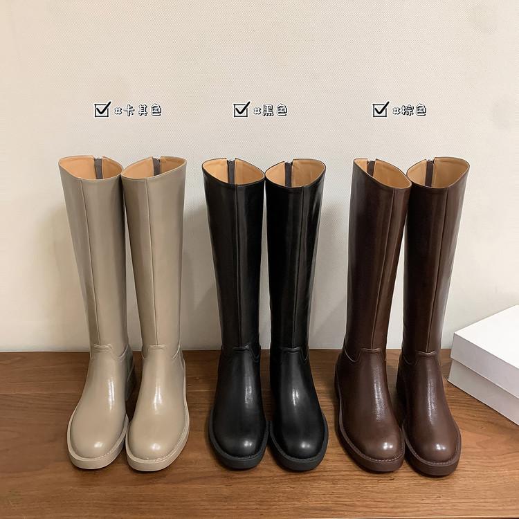 Personalized British Style Boots Women's Thin Knight Boots Round Head Thick Heel Versatile High Boots Autumn and Winter Boots