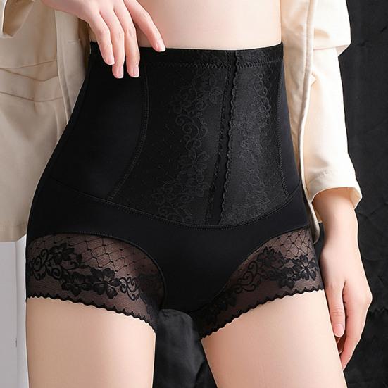 Women Underpants High Waist Lace Embroidery Flower Tummy-control Butt-lifted Thin Soft