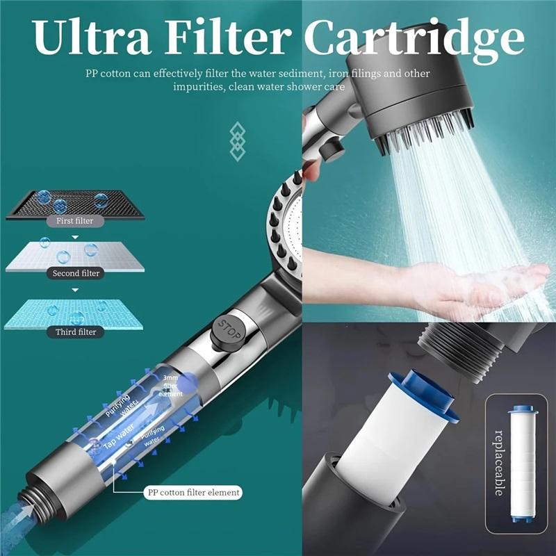 2026 new ion drop shower head with handheld filter shower, turbocharger with multiple spray modes, built-in filter on/off switch