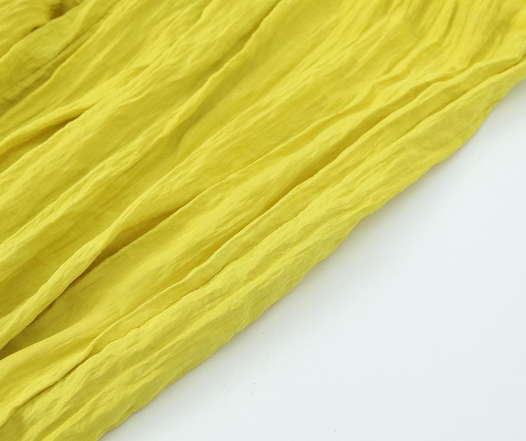 European & American Style Summer Wide Leg Elastic Waist Wrinkle-Effect Pants - Solid Color