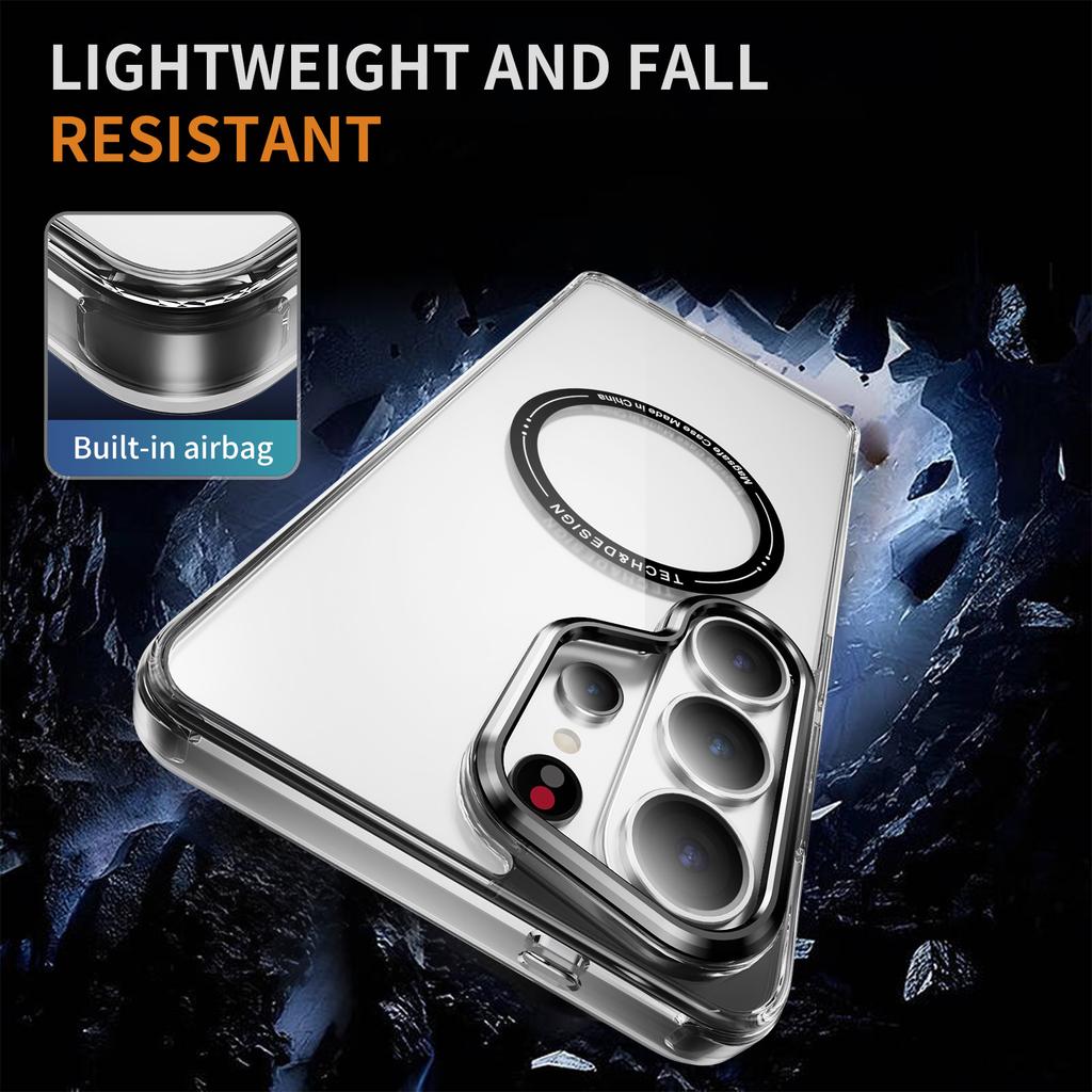 For Magsafe Magnetic Wireless Charging Transparent Phone Case for Samsung Galaxy S26 S25 Ultra S26 Plus Clear Protective Cover