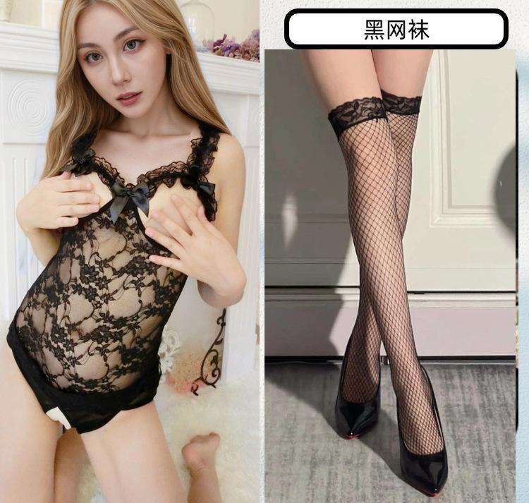 Fun underwear Fun sexy suspender lace gather perspective temptation mesh nightdress Open file free pajamas women's models
