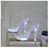 Damesandaler med LED-lys Gjennomsiktig hæl Sexy Superhøye hæler Lysende Stilettsandaler Gjennomsiktige Bryllupssko. LFD-1099-F