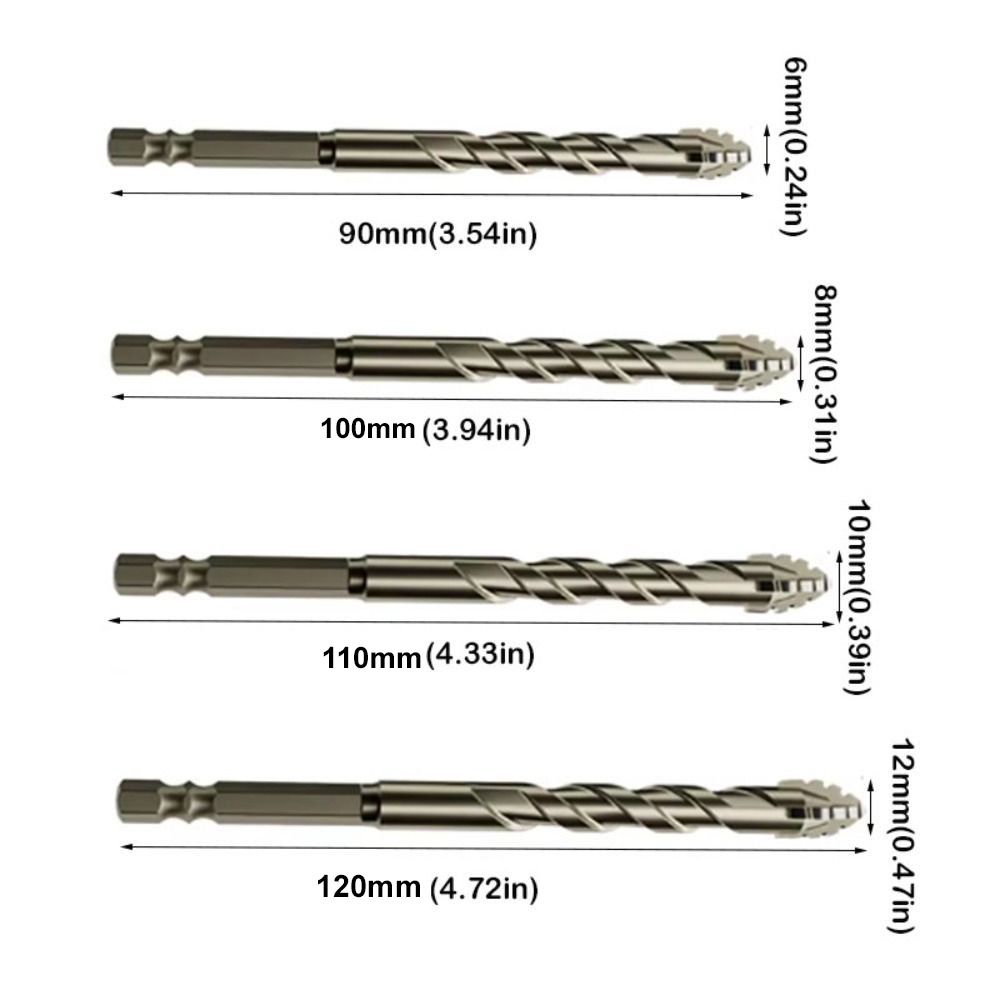 5pcs Serrated Eccentric Drill Bit Four-Flute Glass Tile Punching Bit Durable Drilling Head  Granite