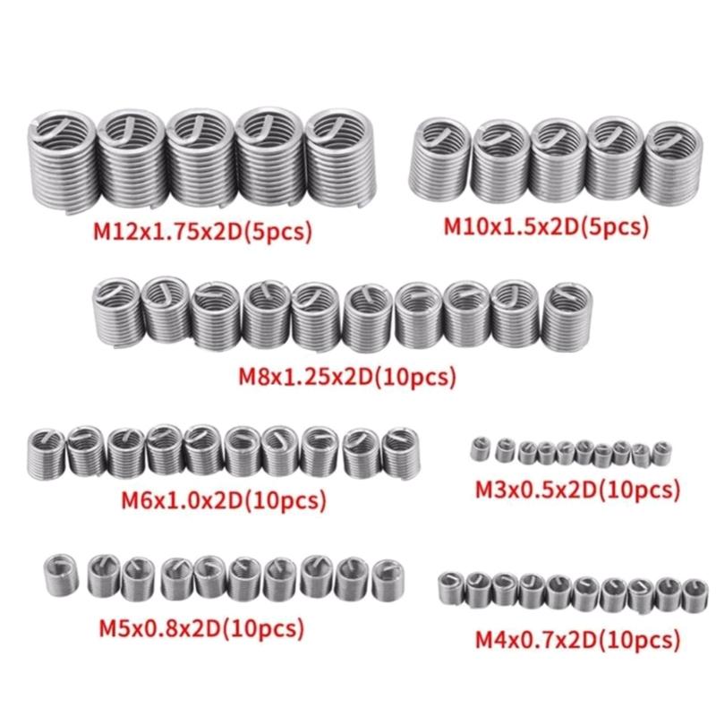 60pcs Steel Wire Thread Inserts Automotive Thread Repair Inserts Easy To Operate for Long Service  Corrosion Resistance