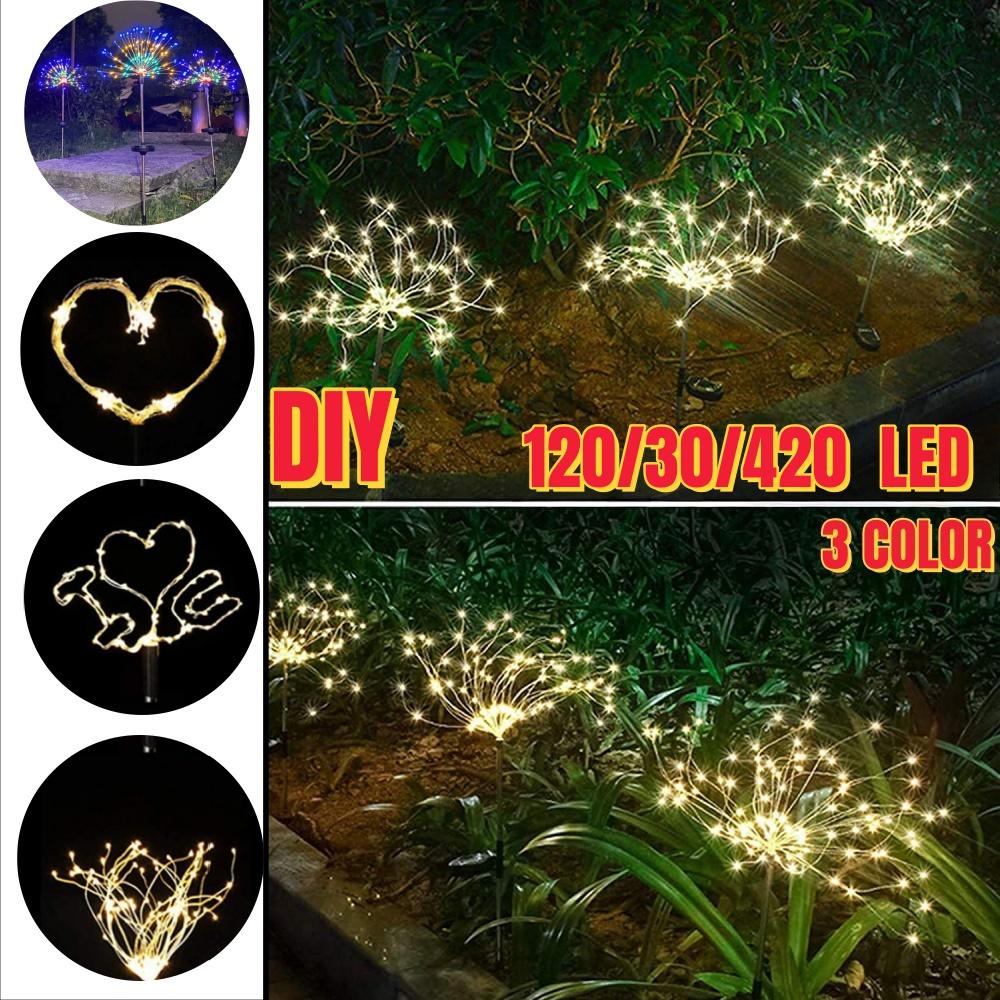 

Outdoor 120-420 LED DIY Solar Firework Lights Garden Decoration Fairy Lights Waterproof Dandelion Lawn Lamp for Garden Landscape Lawn Decor 120LED 1PC белый