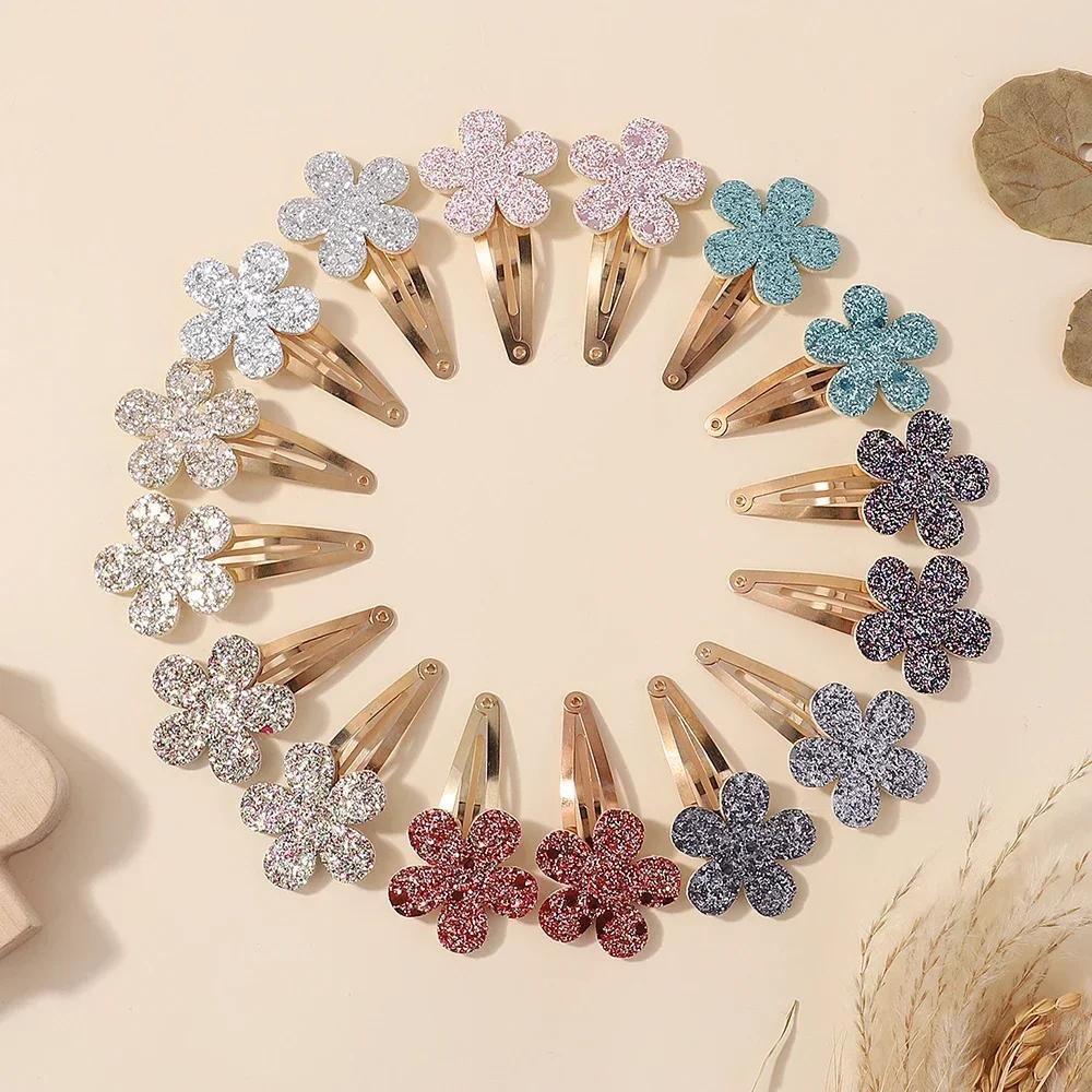 

16Pcs Glitter BB Hair Clips for Baby Girls Handmade Shiny Flower Hairpins Barrettes Headwear Fashion Kids Hair Accessories