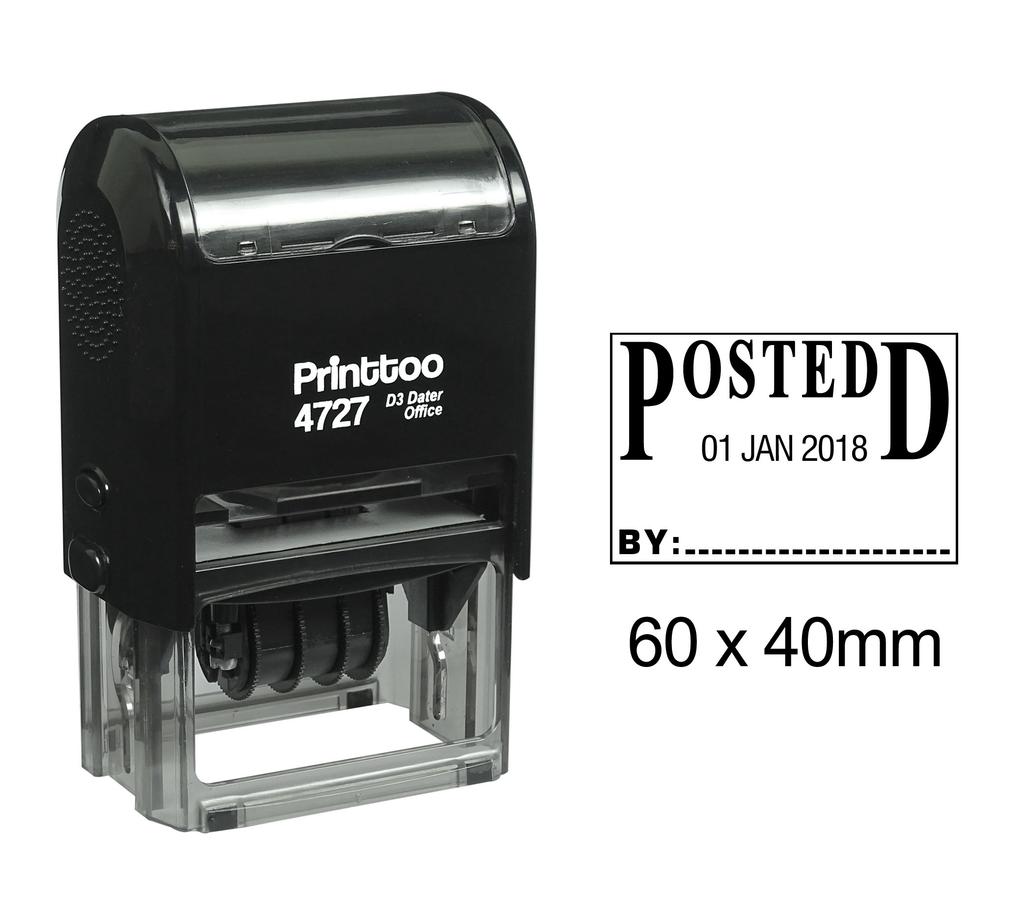 Printtoo Dater Stamp Self Inking With Posted By Text Date Rubber Stamp Office
