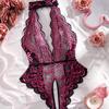 Backless Temptation Transparent Women Open Crotch Pajamas Exotic Deep V Hollow Bodysuit Crotchless Sexy Lingerie Erotic Costumes