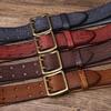 2024 New Korean Retro Vintage Vintage Fashion Personalized Double Needle Copper Buckle Belt Men's Genuine Leather Pure Cowhide Cowboy Belt