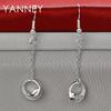 Luxury 925 Sterling Silver Delicate Tassel Round Pendant Earrings for Women, Fashion Accessories, Wedding Jewelry