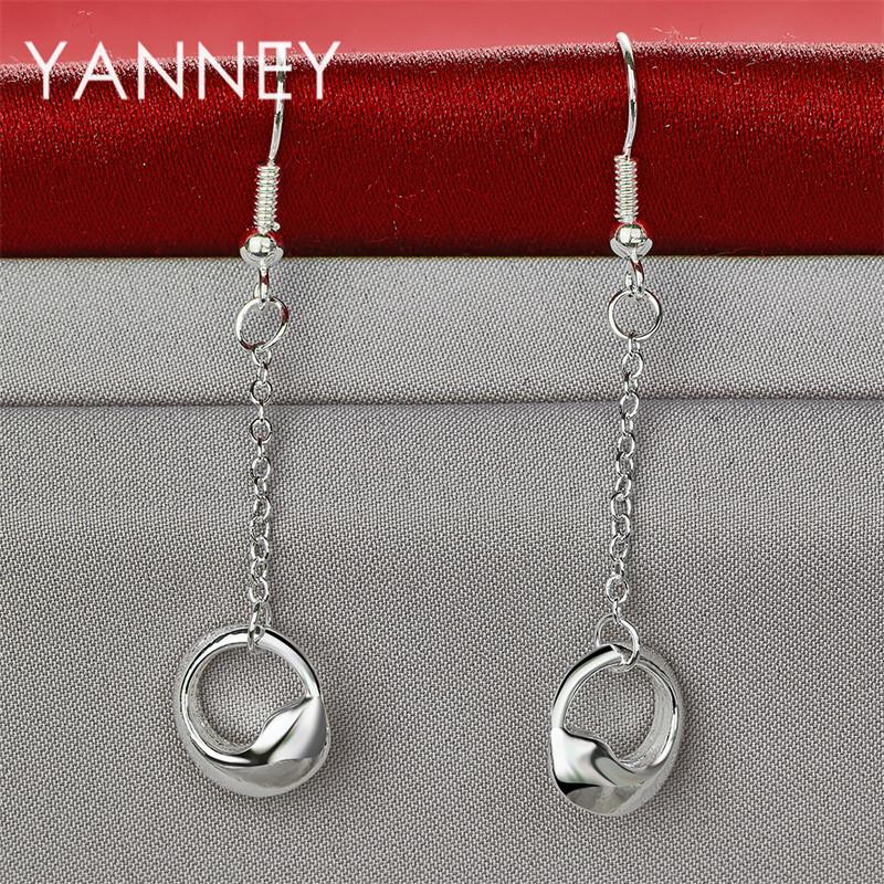 Luxury 925 Sterling Silver Delicate Tassel Round Pendant Earrings for Women, Fashion Accessories, Wedding Jewelry