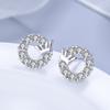 S925 Sterling Silver Crown Stud Earring Geometric Full Diamond Female Korean Style Fresh and Stylish Ear Rings Ear