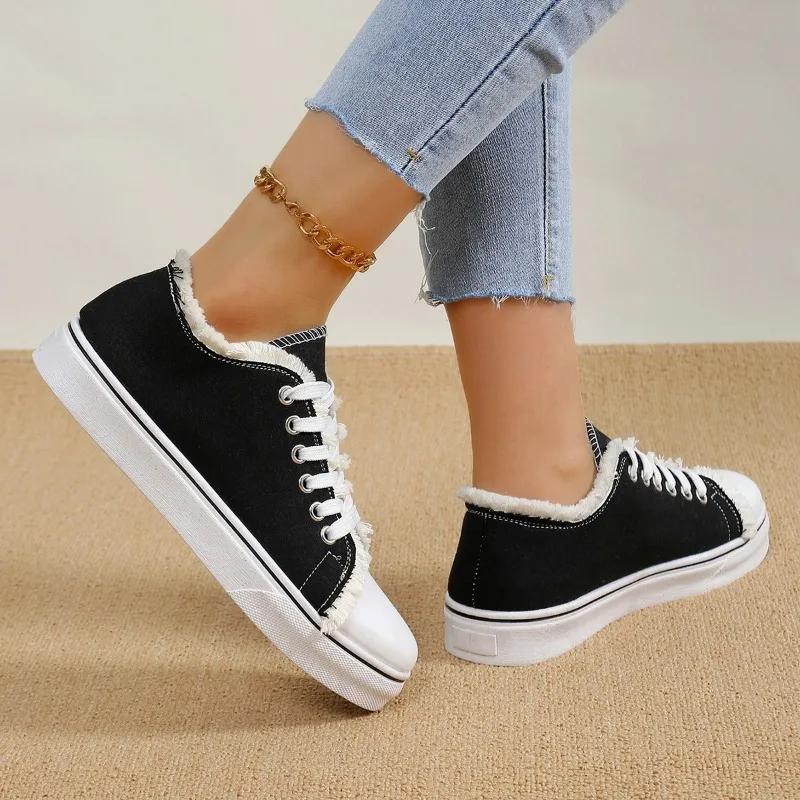 Fashion Women Canvas Shoes Fashion New Spring Autumn Sneakers Low Cut Lace-Up Women Vulcanize Shoes Woman Flats Off White Shoes Female