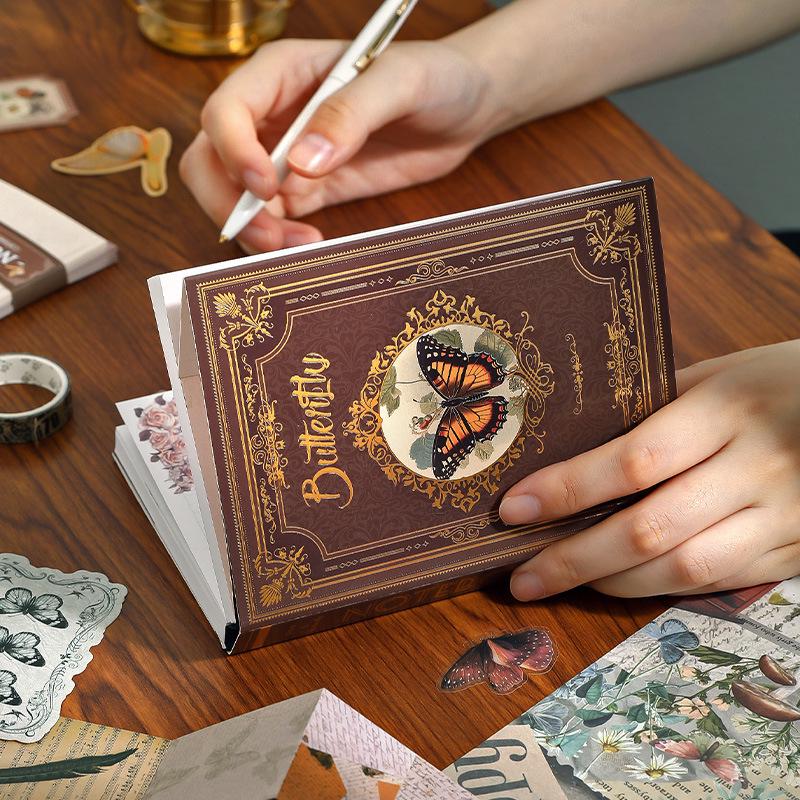 Cross-Border Artistic Butterfly Journal Gift Box with Girly Retro Heart Collage Design