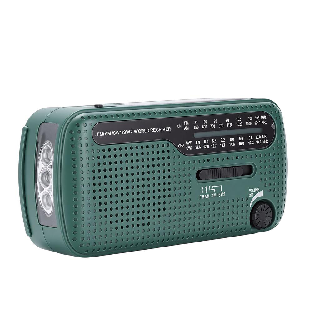 Portable Solar Radio NOAA Weather Hand Crank AM FM Shortwave Emergency Radio with LED Flashlight