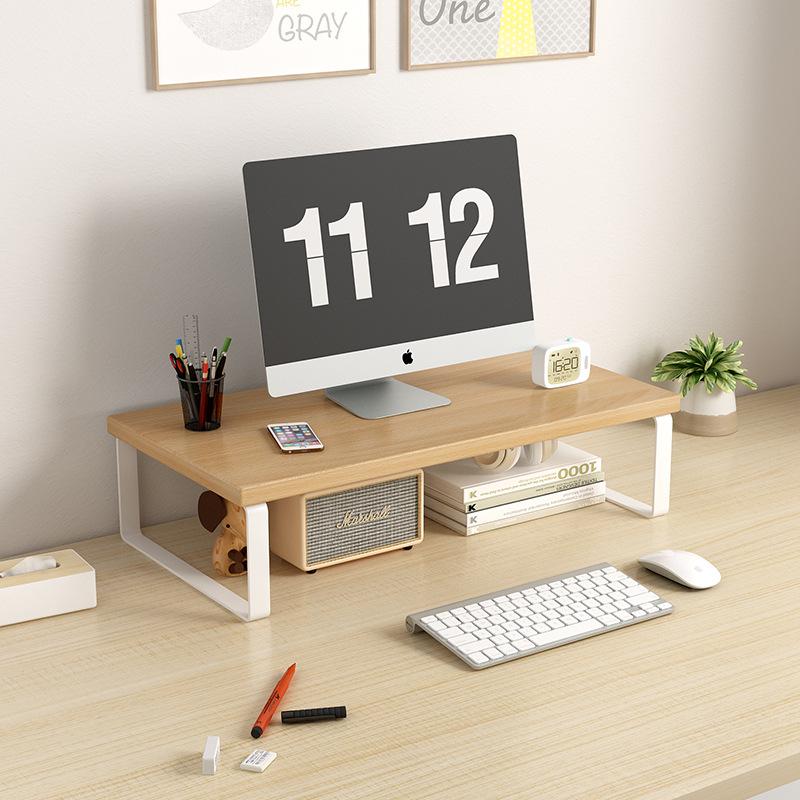 Desktop Monitor Riser Stand: Adjustable Height Shelf & Office Storage