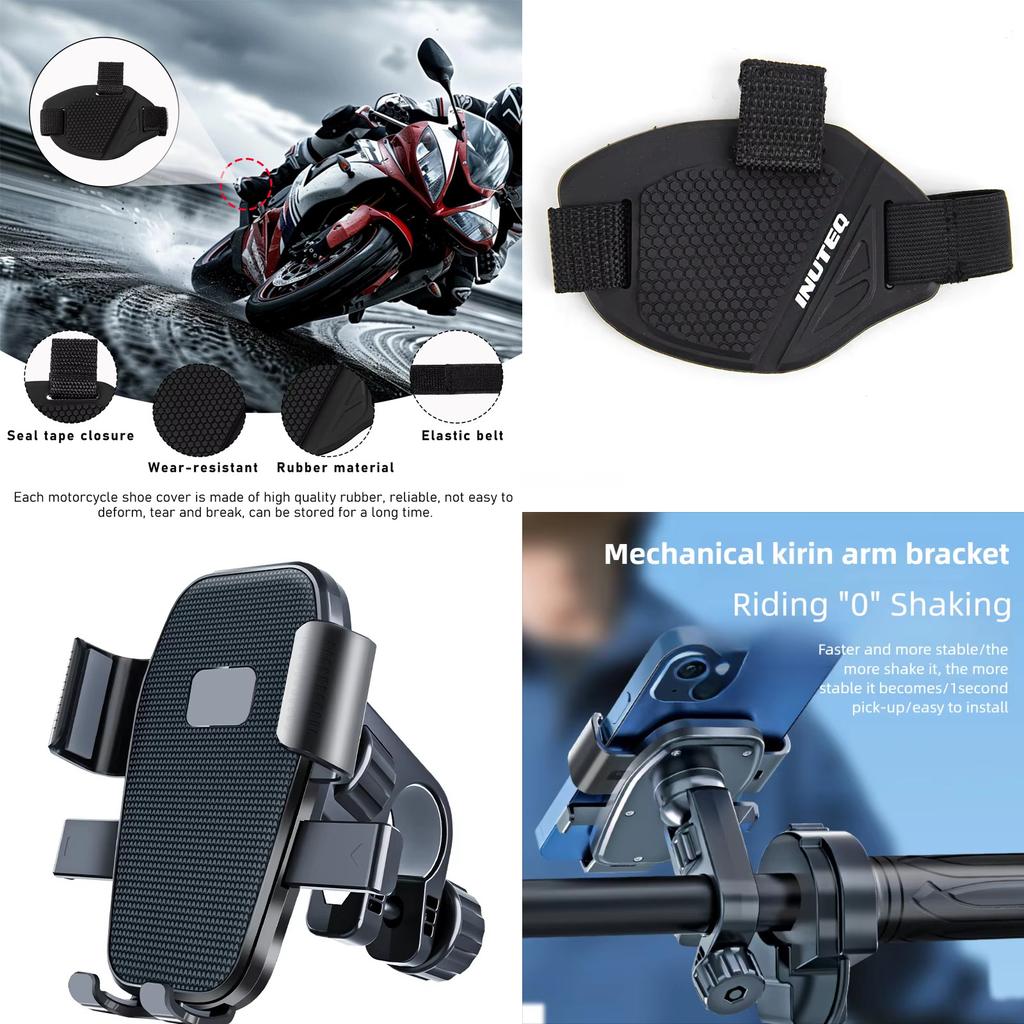 Rubber Motorbike Shift Pad Motorbike Anti-Slip Gear Shoes Cover & Motorcycle Phone Holder Handlebar Holder Motorbike Accessories