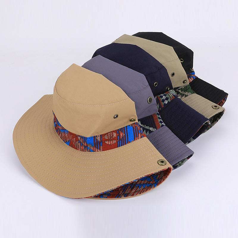 Spring Summer Big Brim Sun Hat National Style Cowboy Fisherman Hat Men Women Outdoor Sun Hat for Mountaineering and Fishing