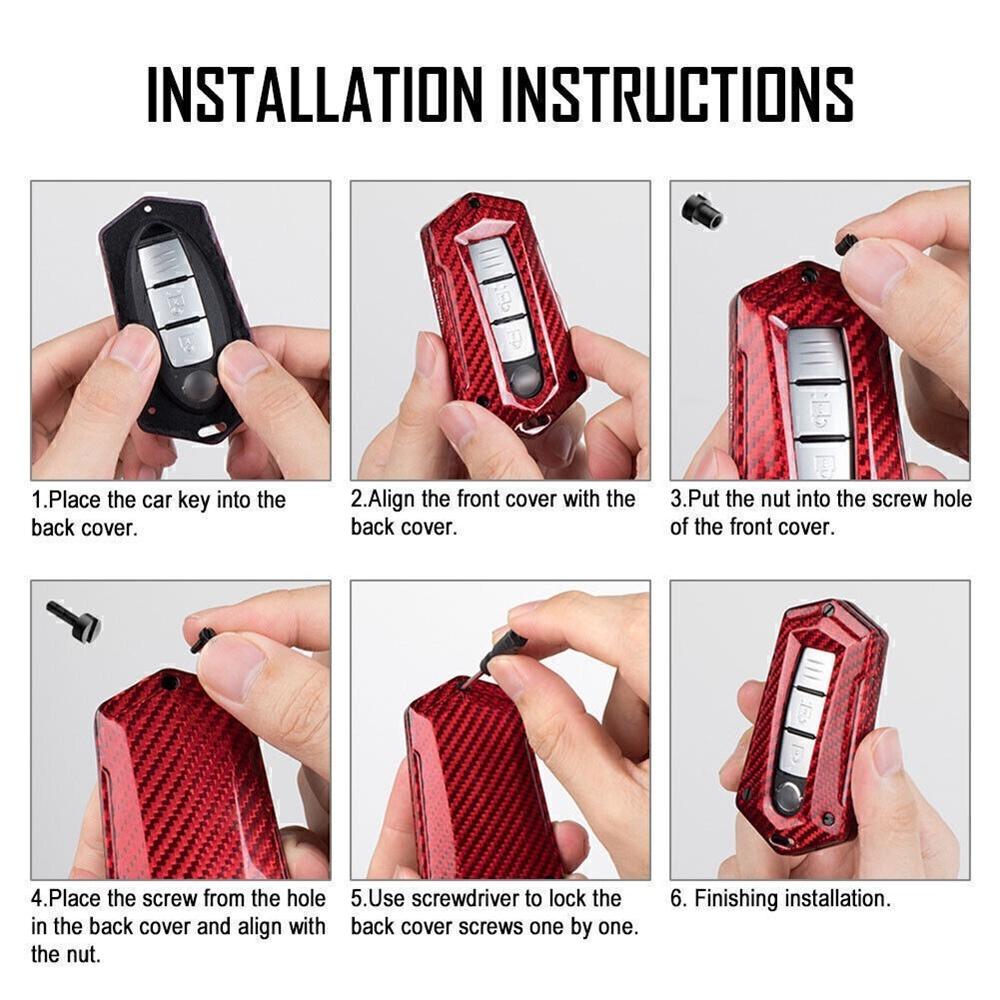 Carbon Fiber Remote Fob Smart Key Case Cover For Nissan Infiniti Q50-Q70 Armada