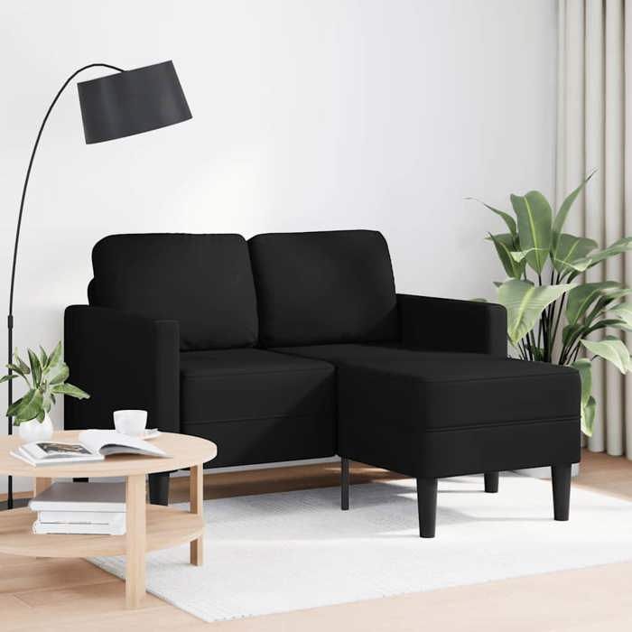 VidaXL Canapé 2 places avec méridienne en L noir 125 cm similicuir, canapé 2 places de chambre, causeuse, canapé deux places 4107083