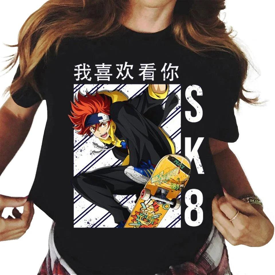 Women Kawaii Cartoon Skateboard Boys Graphic Print Tshirt Tees Casual Tops T-shirt Hot Anime SK8 The Infinity T Shirt