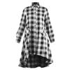 Women's Boyfriend Casual Pocket Long Sleeve Plaid Shirt Irregular Dress