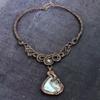Natural Larimar, Moonstone Gemstone Copper Wire Wrap Jewelry Necklace 18" V5r71