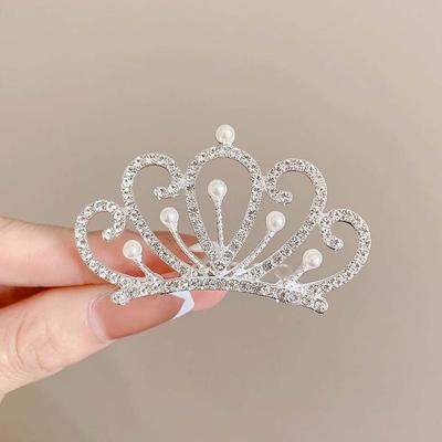 Pearl Crystal Crown Hair Comb Flower Butterfly Children Tiara Headband Barrettes Korean Style Rhinestone Hairpins Wedding