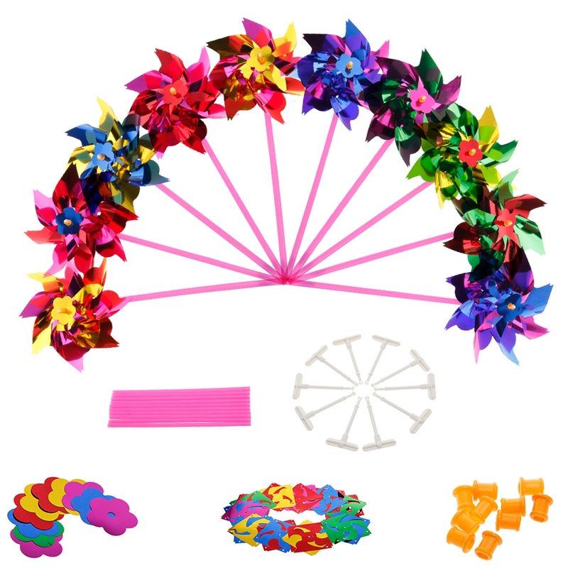 10Pcs Plastic Kids Toy Windmill Pinwheel Wind Spinner Lawn Garden Party Decor