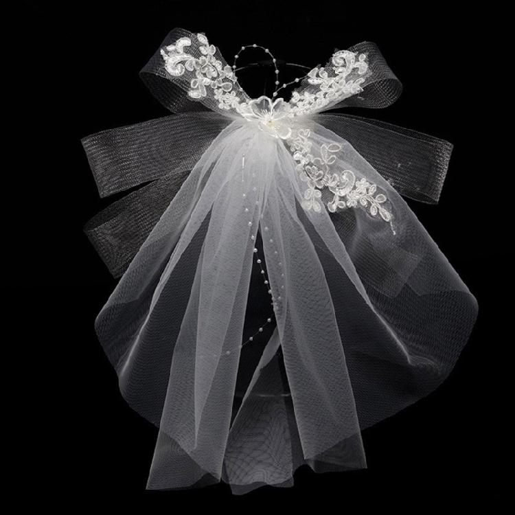 Bridal Veil Bride Elaborate Hair Clip Headscarf Veil Bachelorette Party White