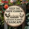 Funny Chicken Coop Warning Sign Vintage Farmhouse Wall Decor Keep Gate Closed Home Art