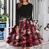 Women's Fashion Round Neck Slim-Fit Christmas Print Long-Sleeved Dress