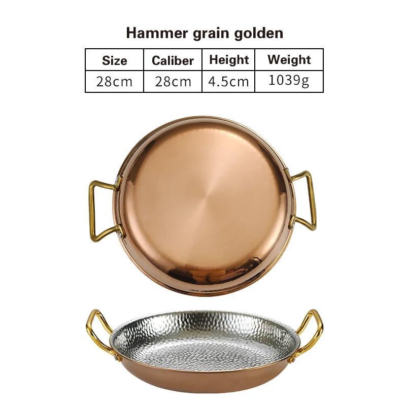 304 stainless steel Spanish seafood rice pot Commercial crayfish plate Flat bottom stewed rice pot Double ear frying pan hotpot