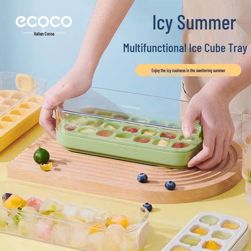 ecoco 14-Grid Ice Cube Tray with Lid