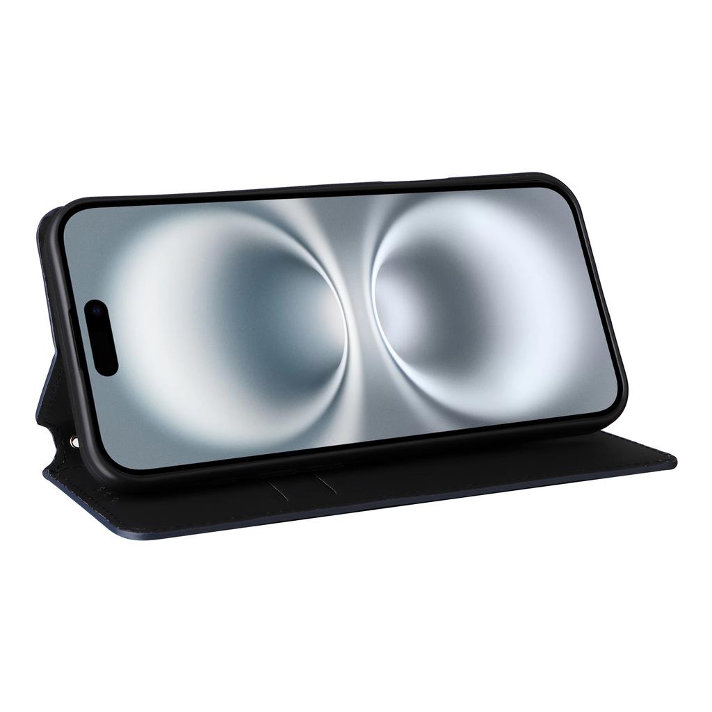 For iPhone 16 Wallet Case Rhombus Imprinted Leather Phone Cover