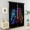 Black Background Gradient Neon Line Game Controller Blackout Curtain 2Pcs Set Cyber Circuit Arcade Gaming Window Drapes