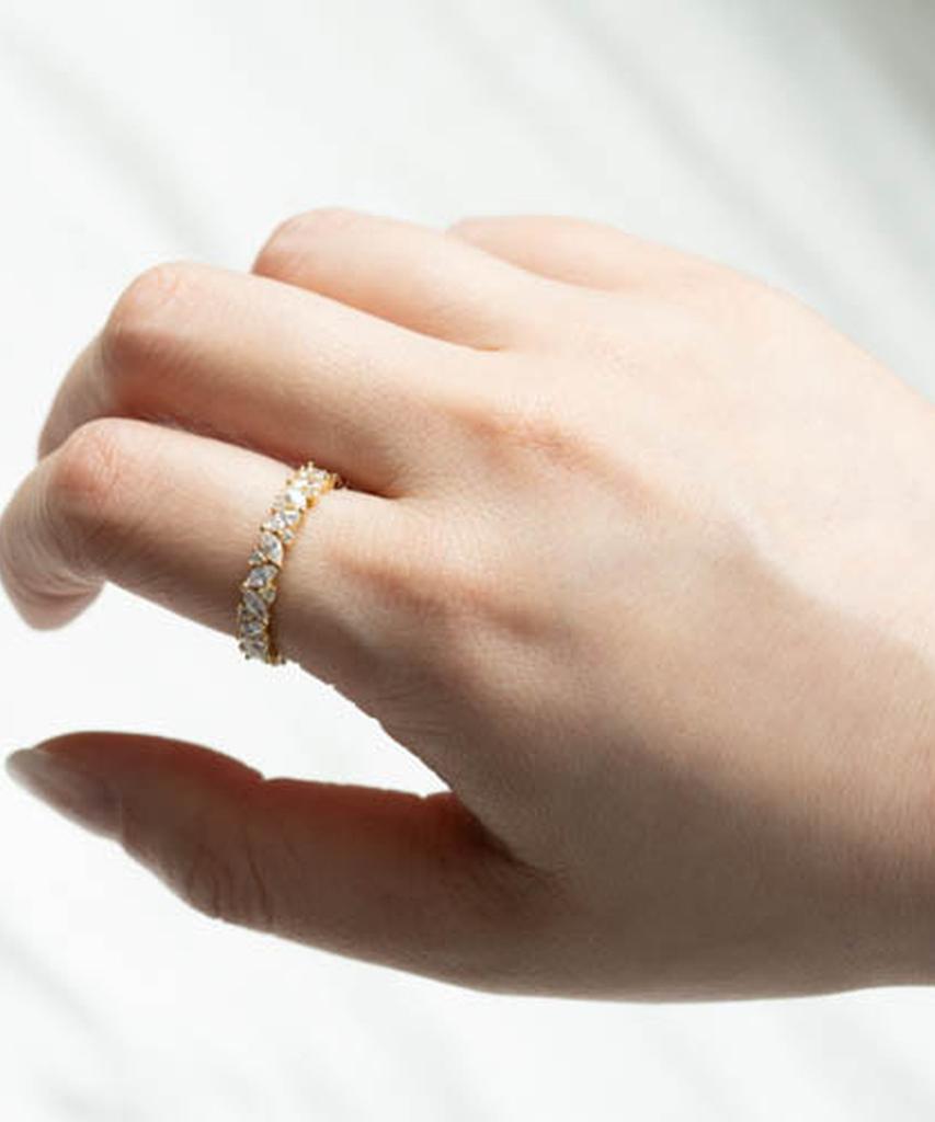 Alleun Silver 925 Cubic Silver Ring Knee Friendship Zigzag