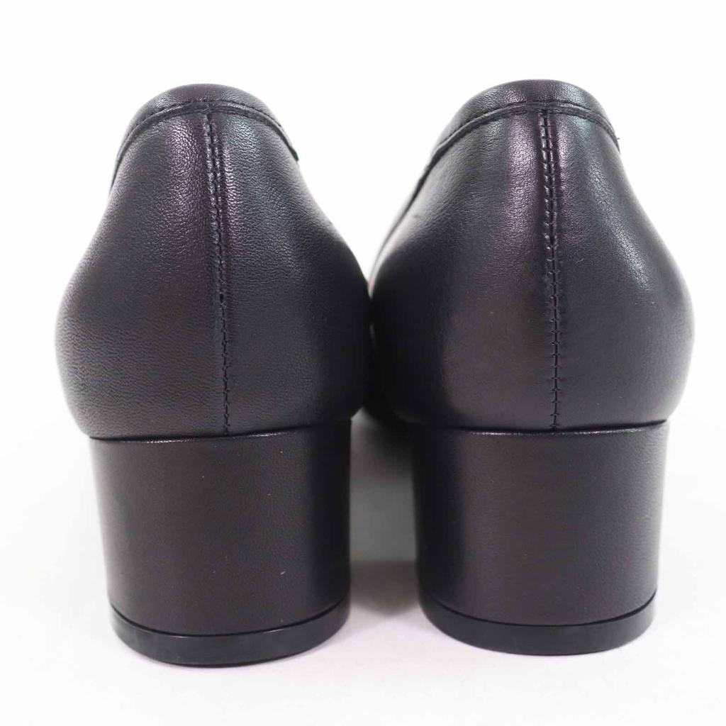 Excellent Salvatore Ferragamo Pumps Gancini Quilted Chunky Heel Black Leather Used