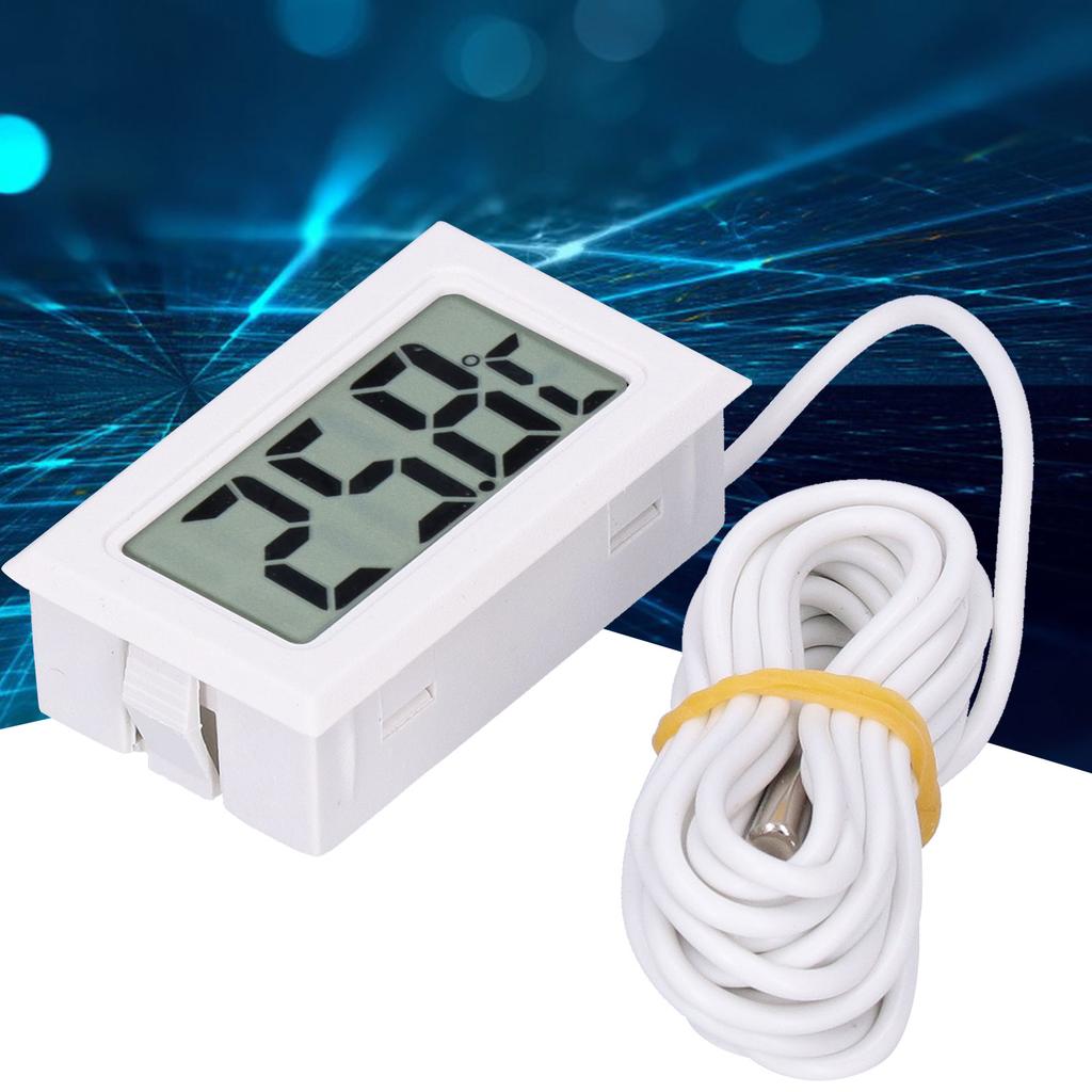 Digital Thermometer Mini LCD Wired Electronic Temperature Measurement Instrument FY13001White