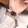 Skull Cat Handmade Bead Bracelet Ceramics Bead Cartoon Hand Ring Vintage Black Cat Bracelet  Women